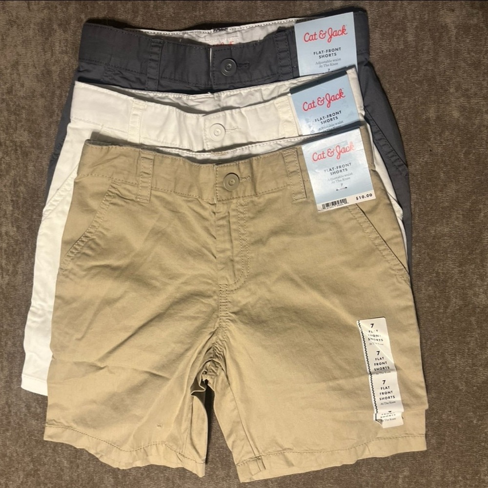 Cat & Jack Boys' Shorts Trio - Cream, Gray, Tan